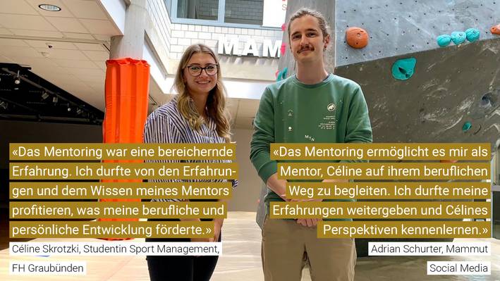 Mentoring Statement Céline Mentoring-Programm im Studium Sportmanagement: Studentin Céline und Mentor Adrian